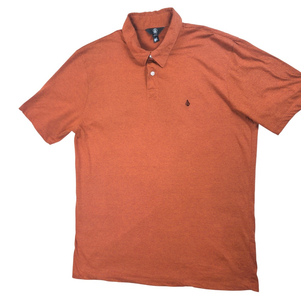 Volcom Mens Rust Orange Heathered Short Sleeve Polo Shirt A0102102‎ XL